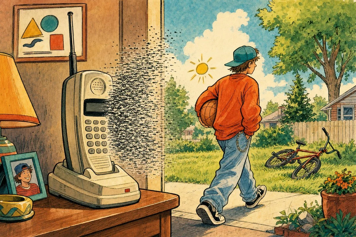 Freedom meant walking into the yard while the call slowly dissolved into static.