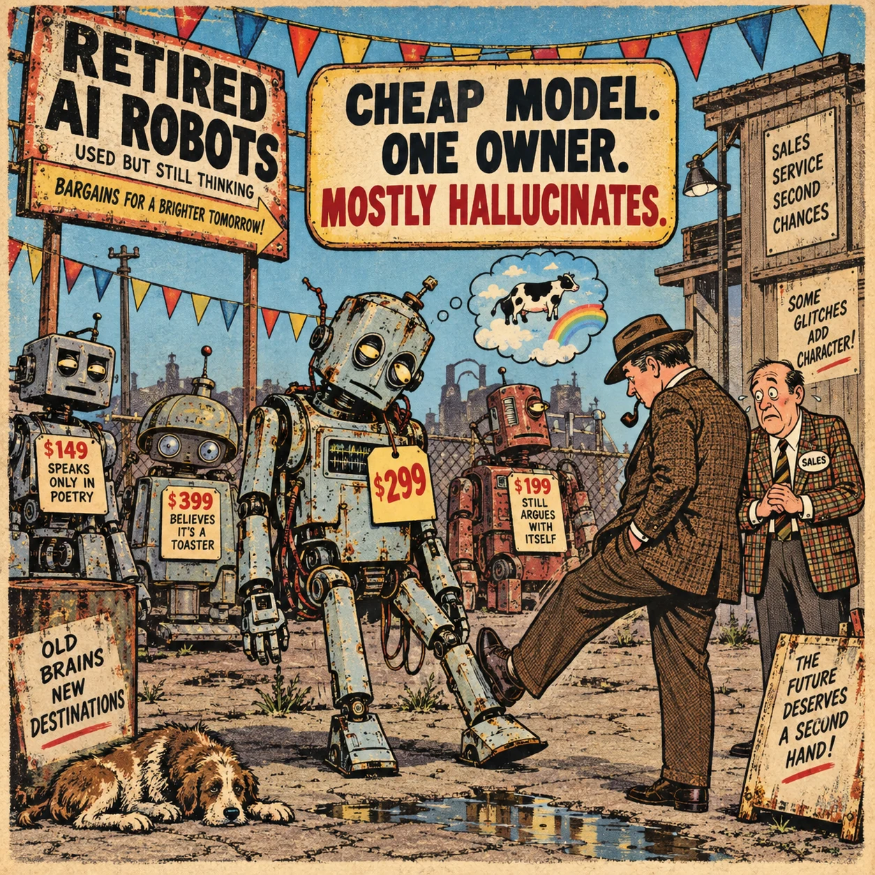A low-cost AI model cheerfully produces an elaborate hallucination.