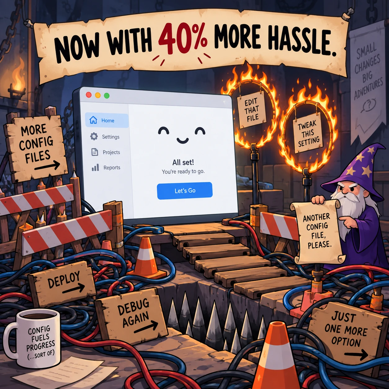 A chart celebrates forty percent more hassle in a technical workflow.