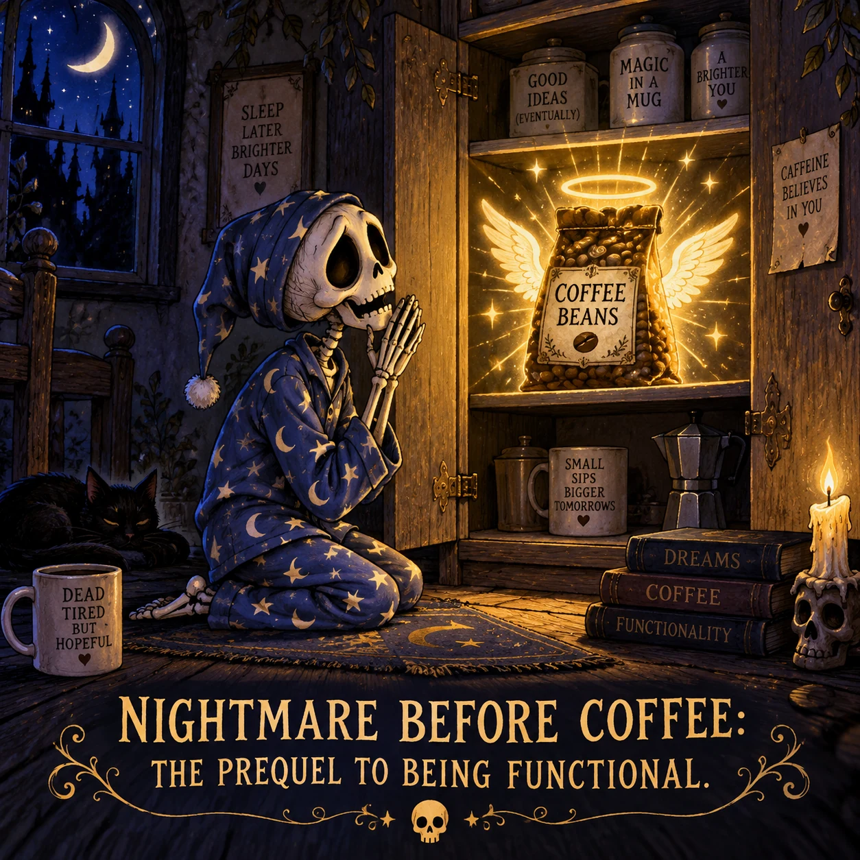 A coffee-themed prequel turns a chaotic morning into a functional system.
