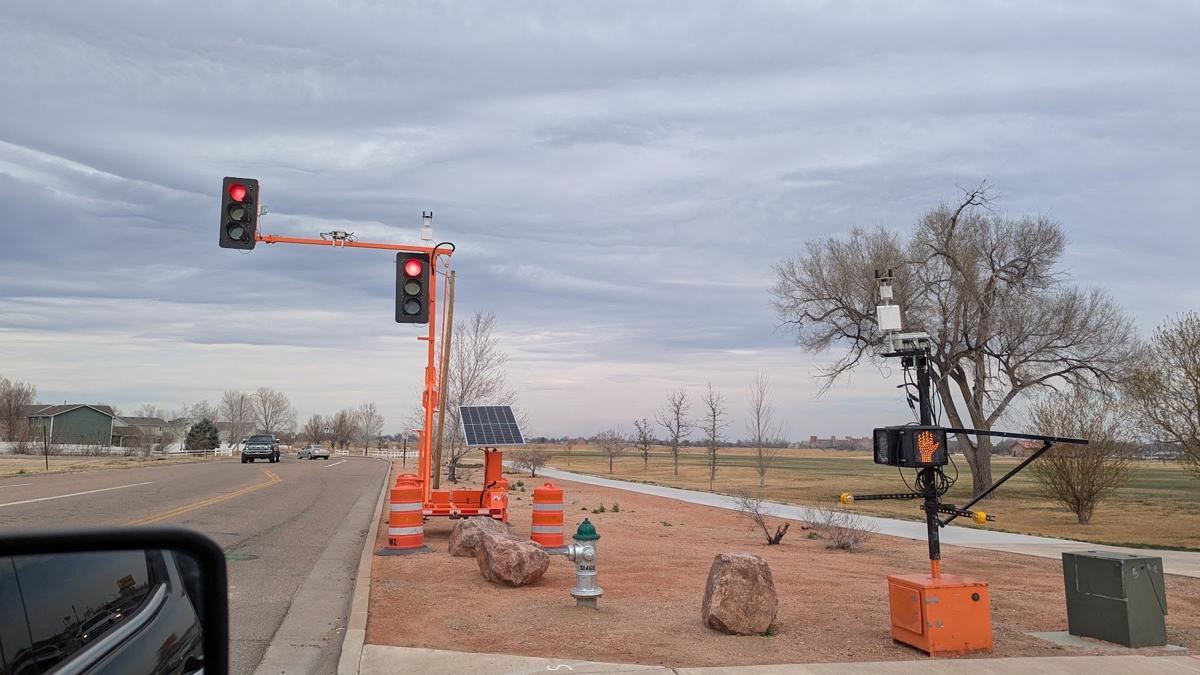 Portable traffic signals at a road work zone