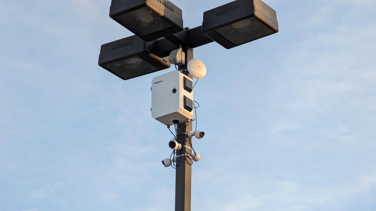 Camera pod on a parking-lot light pole