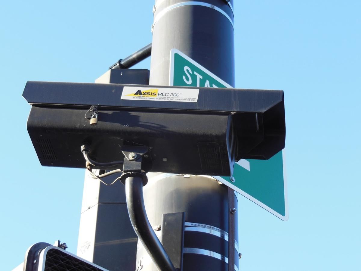 Close-up of a box camera housing